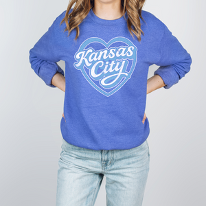 Kansas City Retro Blues Heart Sweatshirt