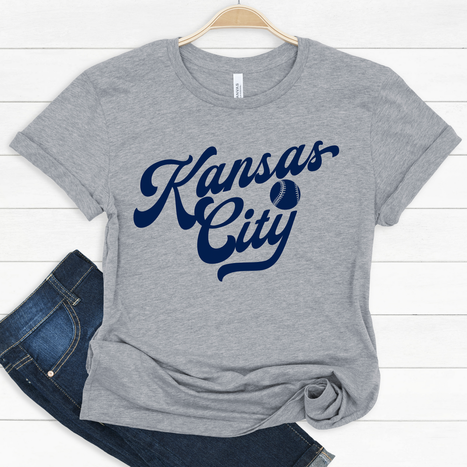 Kansas City Navy Script Tee OR Sweatshirt
