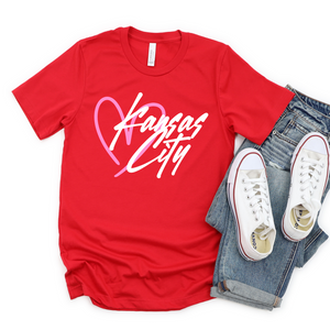Kansas City Slanted Heart Tee or Sweatshirt