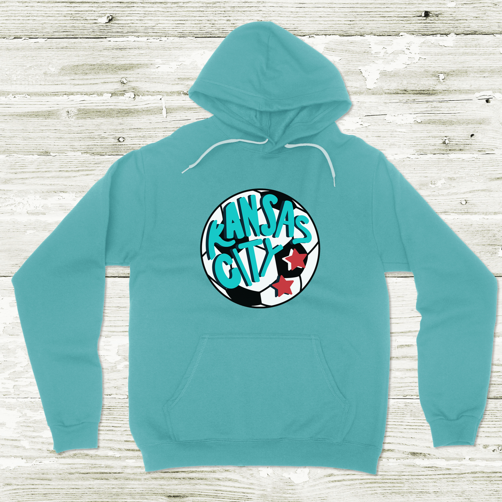 Kansas City Teal Soccer Ball Tee OR Hoodie