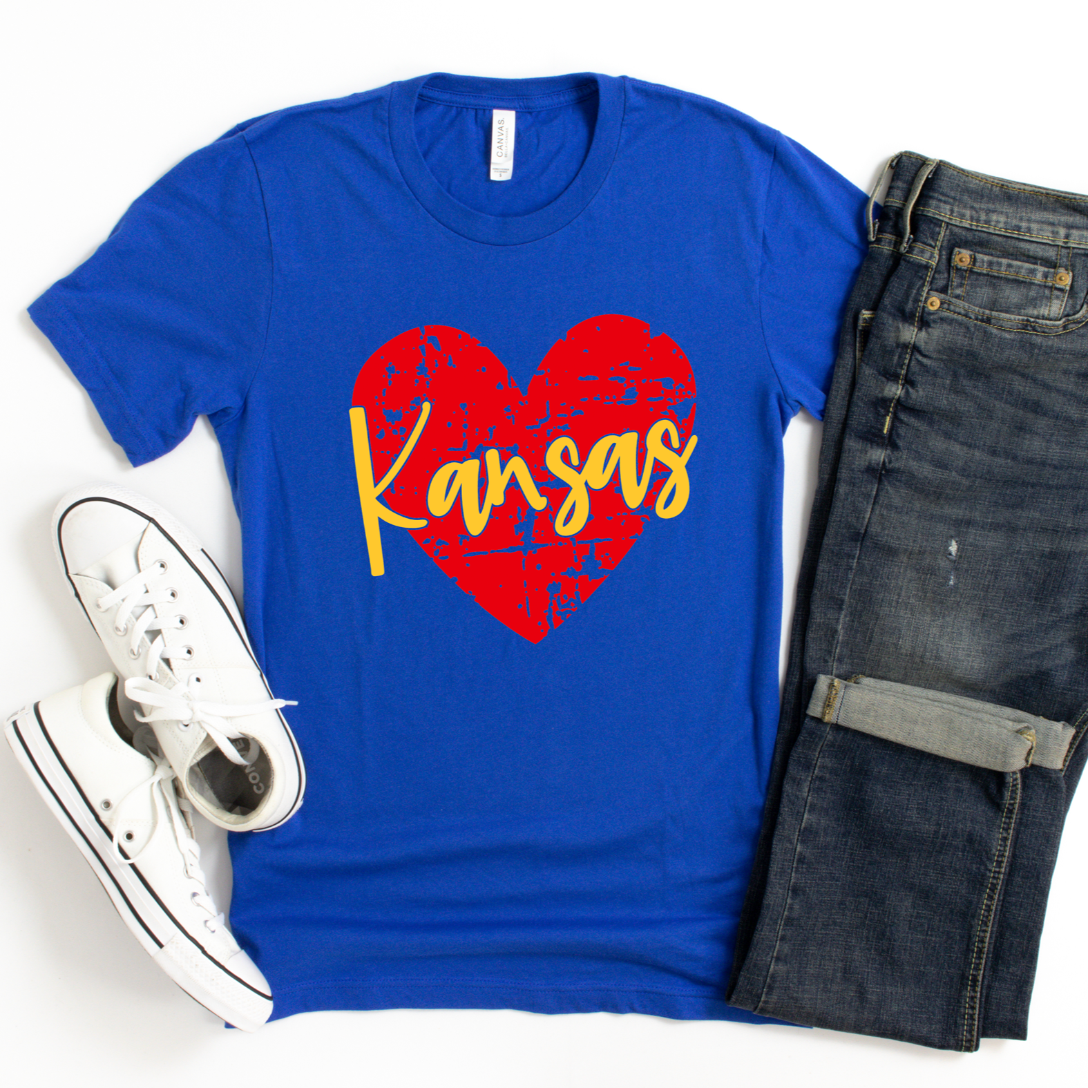 Kansas Grunge Heart Tee or Sweatshirt