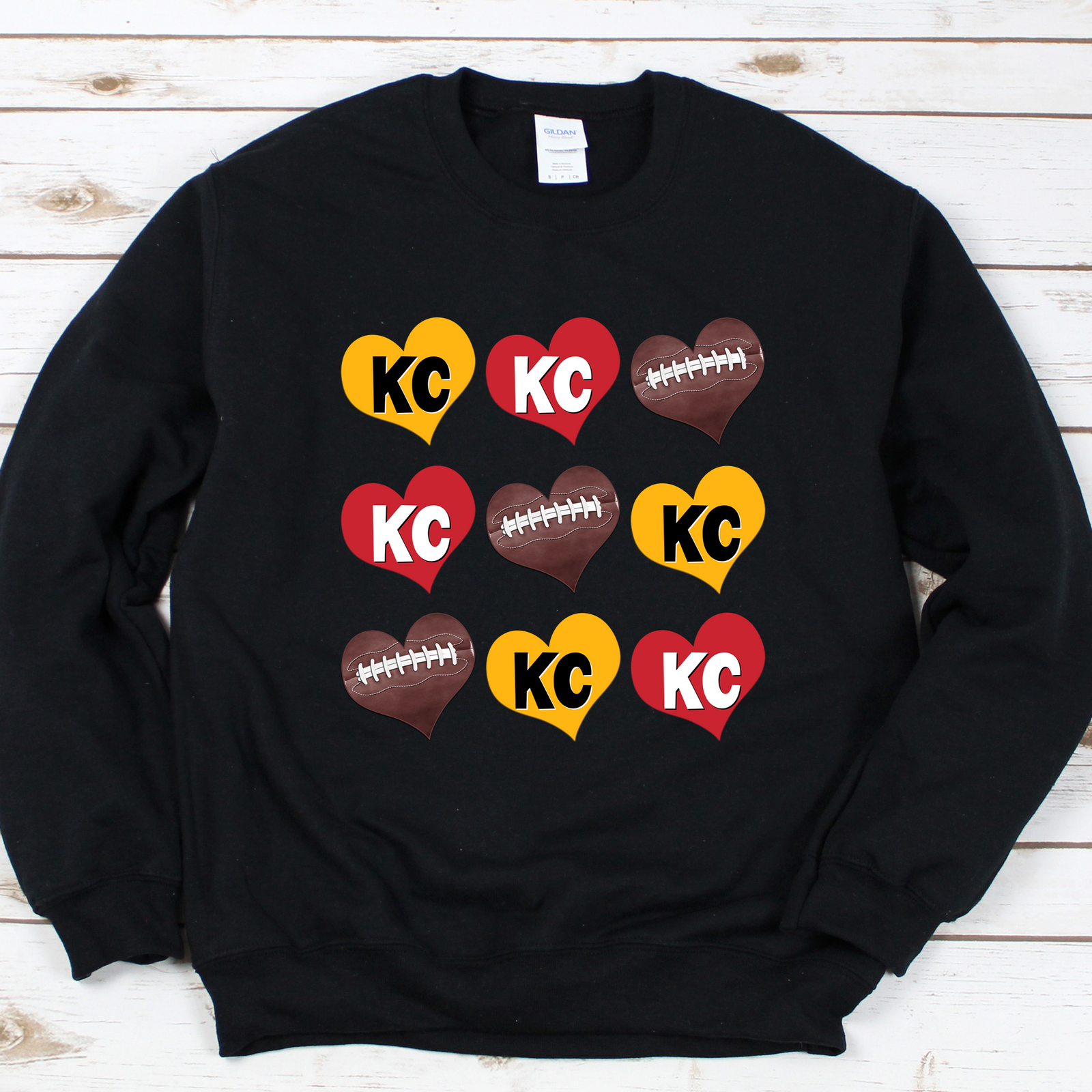 KC 9 Heart Footballs Tee OR Sweatshirt