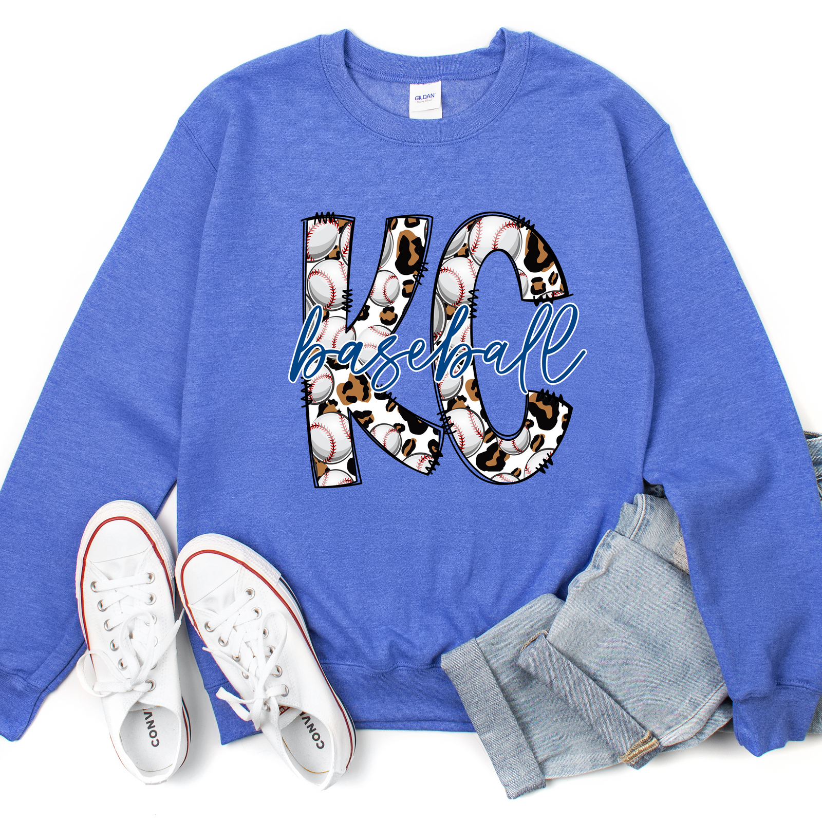 KC Baseball Cheetah Tee OR Sweatshirt