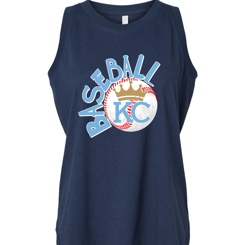 KC Baseball Curved Navy Tank