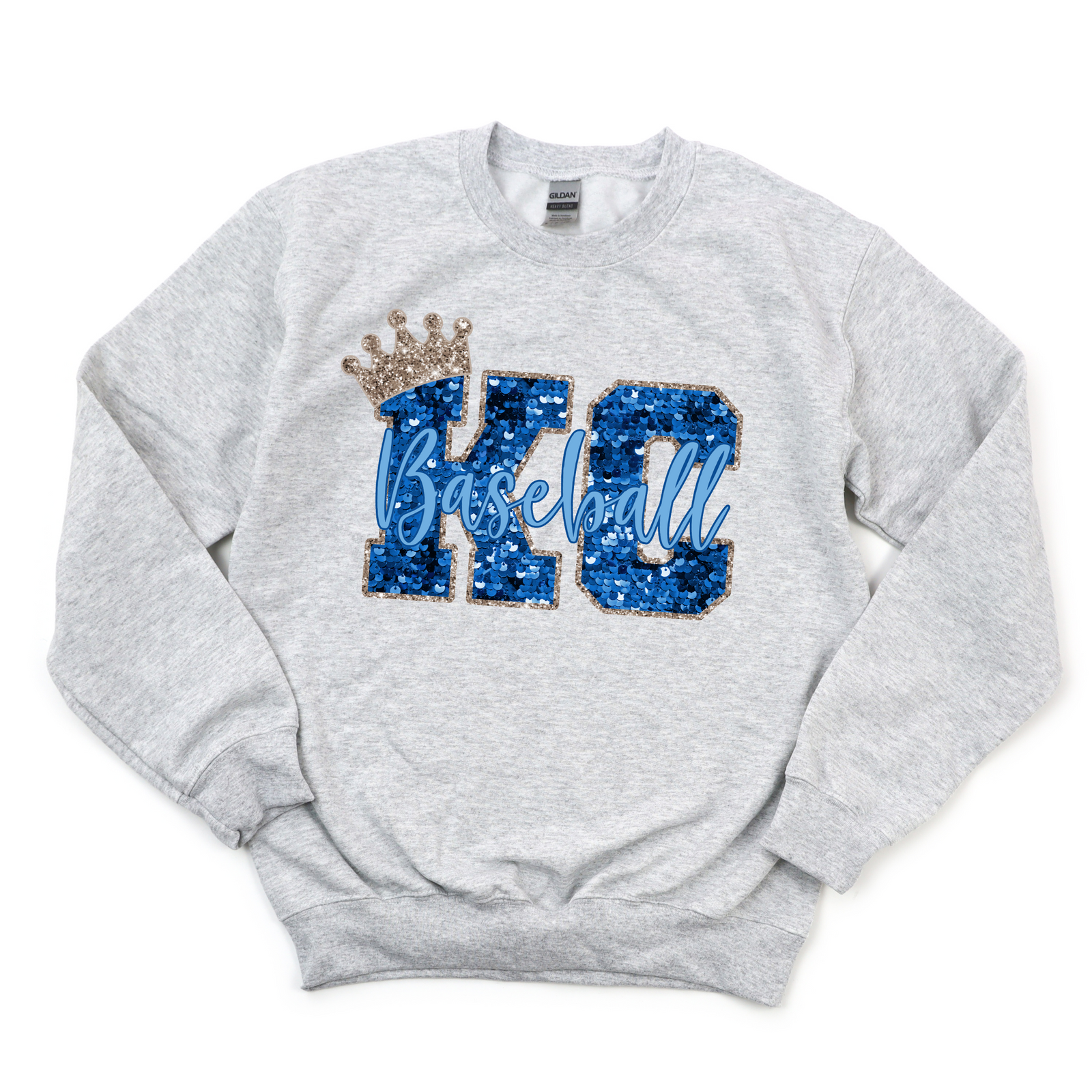 KC Baseball Faux Glitter Tee OR Sweatshirt