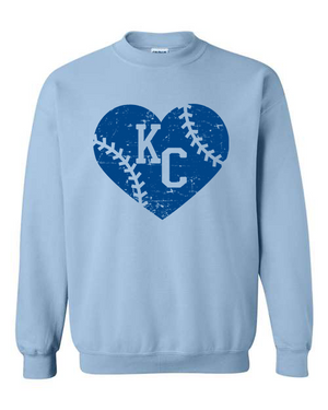KC Baby Blue Baseball Heart Tee OR Sweatshirt