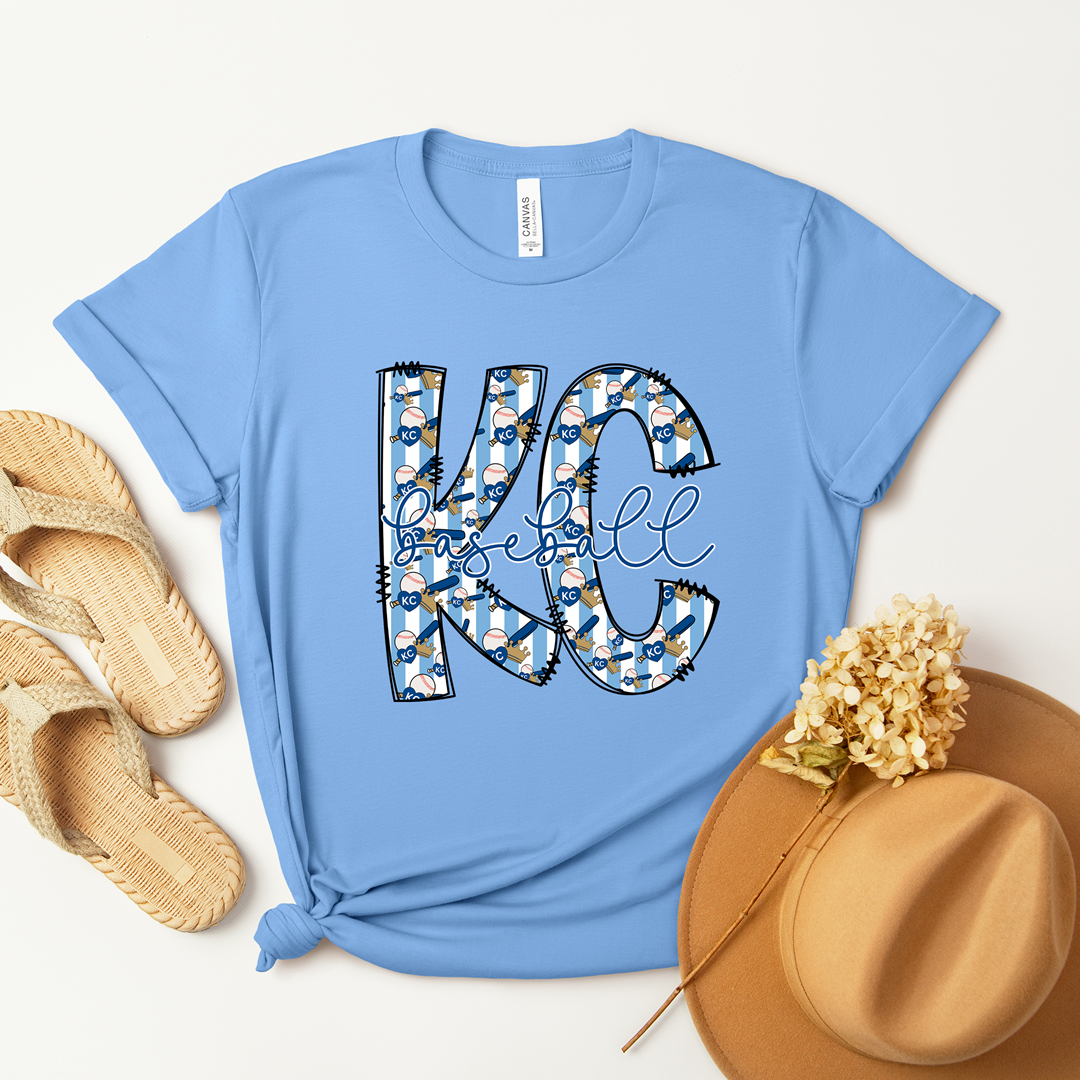 KC Block Baseball Stripes Tee OR Sweatshirt