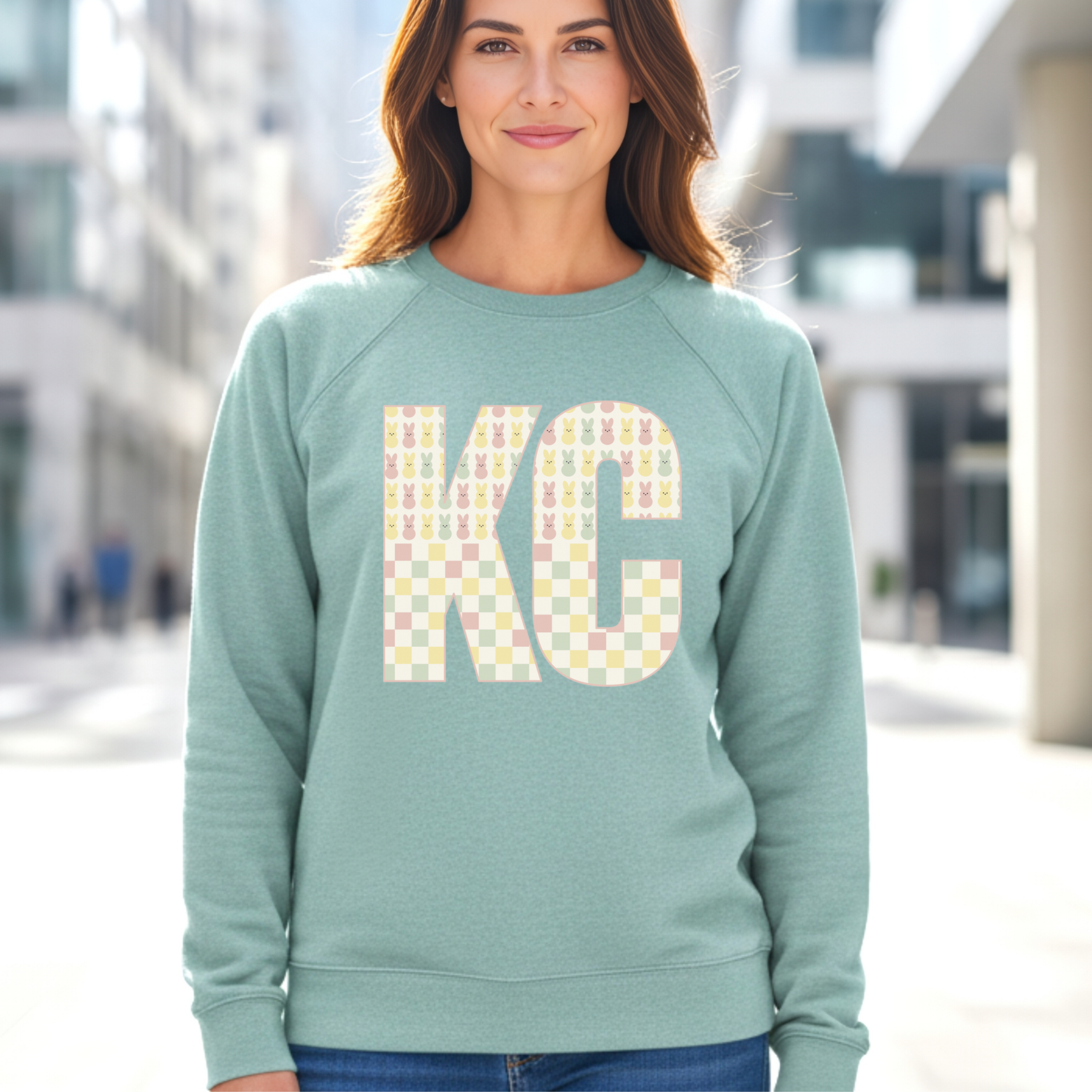 KC Block Plaid Bunnies Tee or Sweatshirt