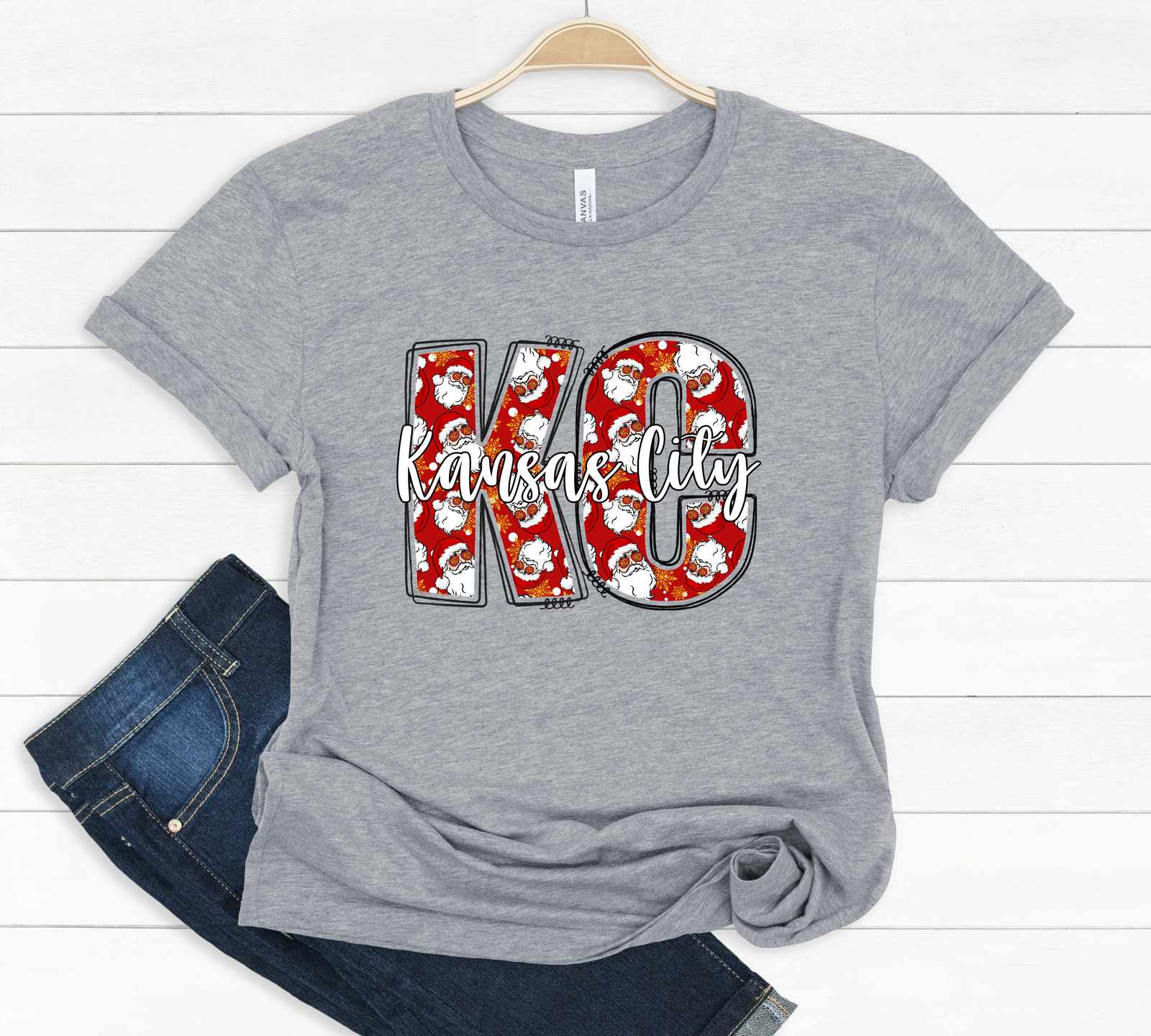 KC Block Santa Tee or Sweatshirt