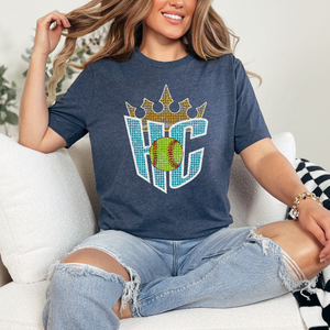 KC Diamond Softball Faux Rhinestone Tee or Sweatshirt