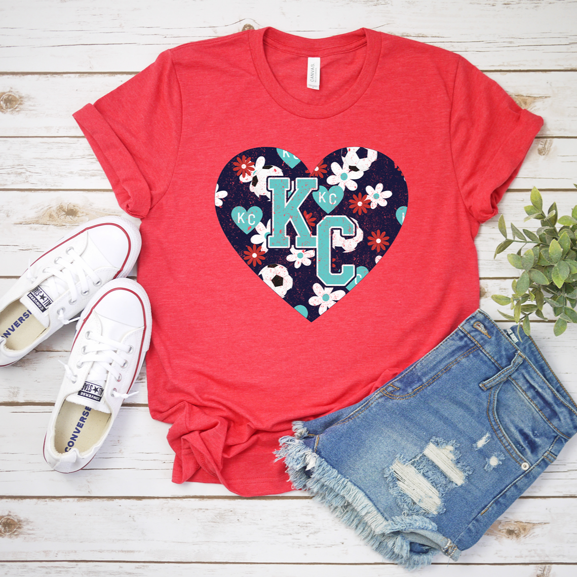 KC Current Floral Heart Tee OR Sweatshirt