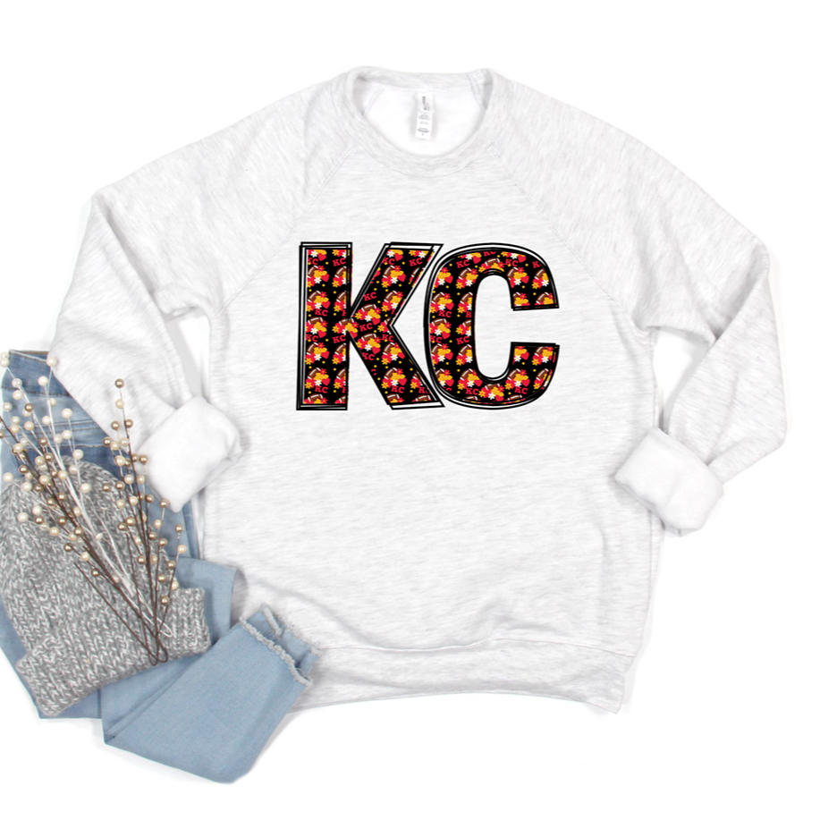KC Football Floral Tee OR Sweatshirt