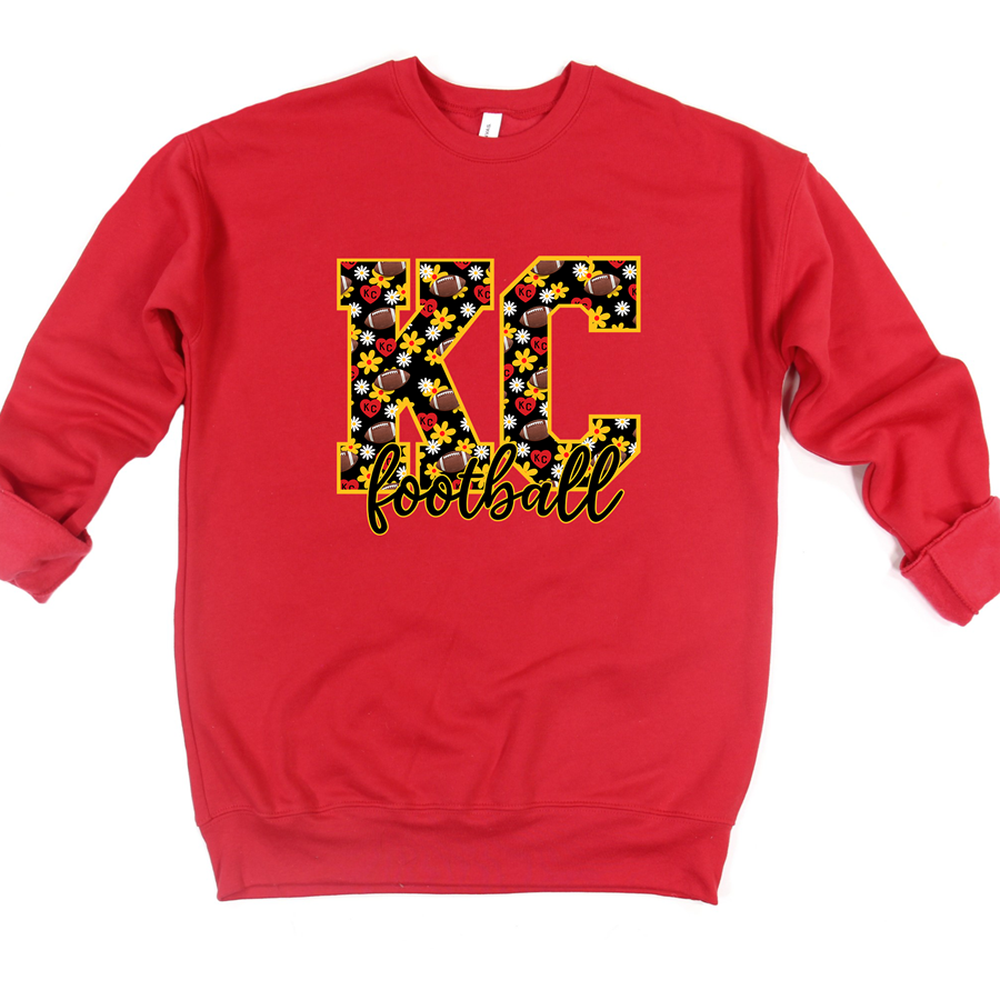 KC Football Floral Red Tee OR Sweatshirt