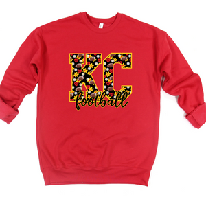 KC Football Floral Red Tee OR Sweatshirt