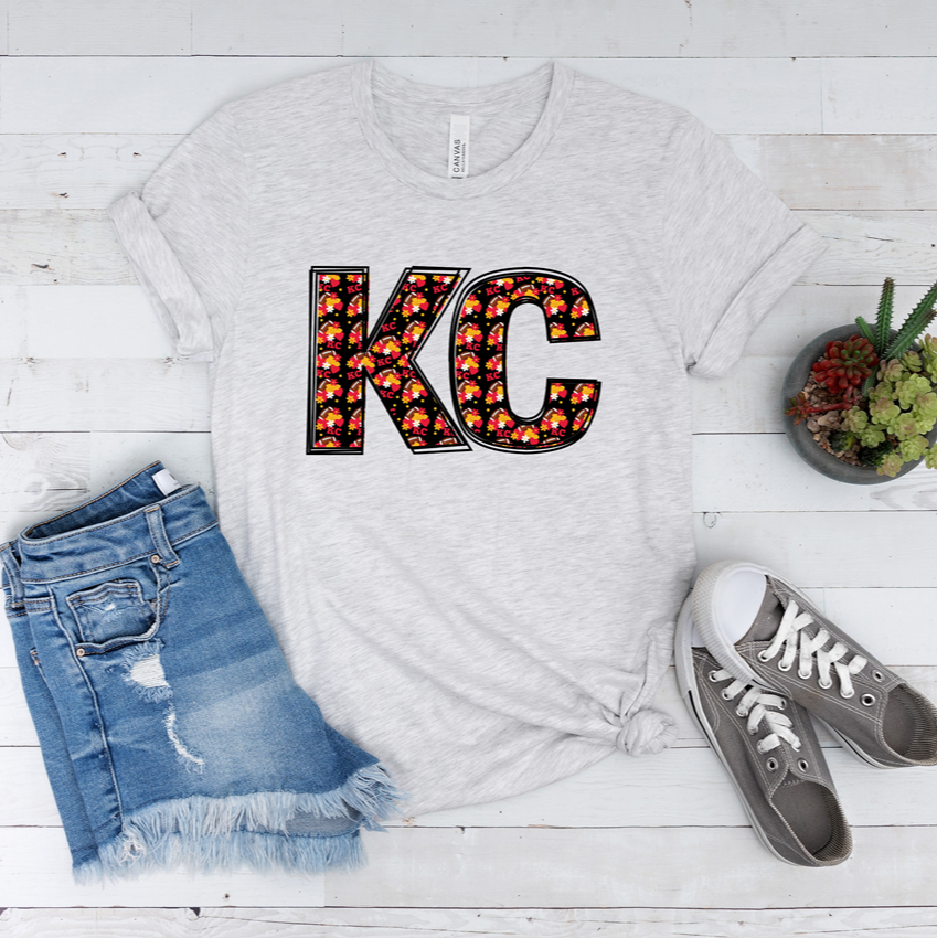 KC Football Floral Tee OR Sweatshirt