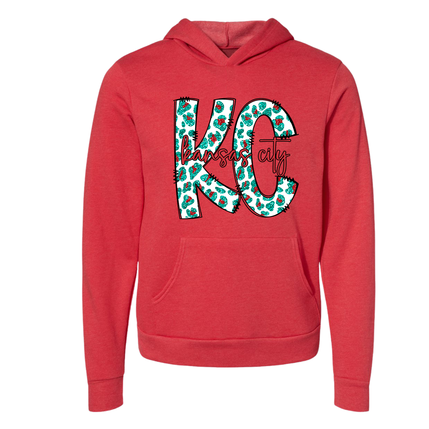 Kansas City Faux Teal Glitter Tee OR Sweatshirt