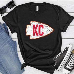 KC Grunge Arrowhead Black Tee or Sweatshirt