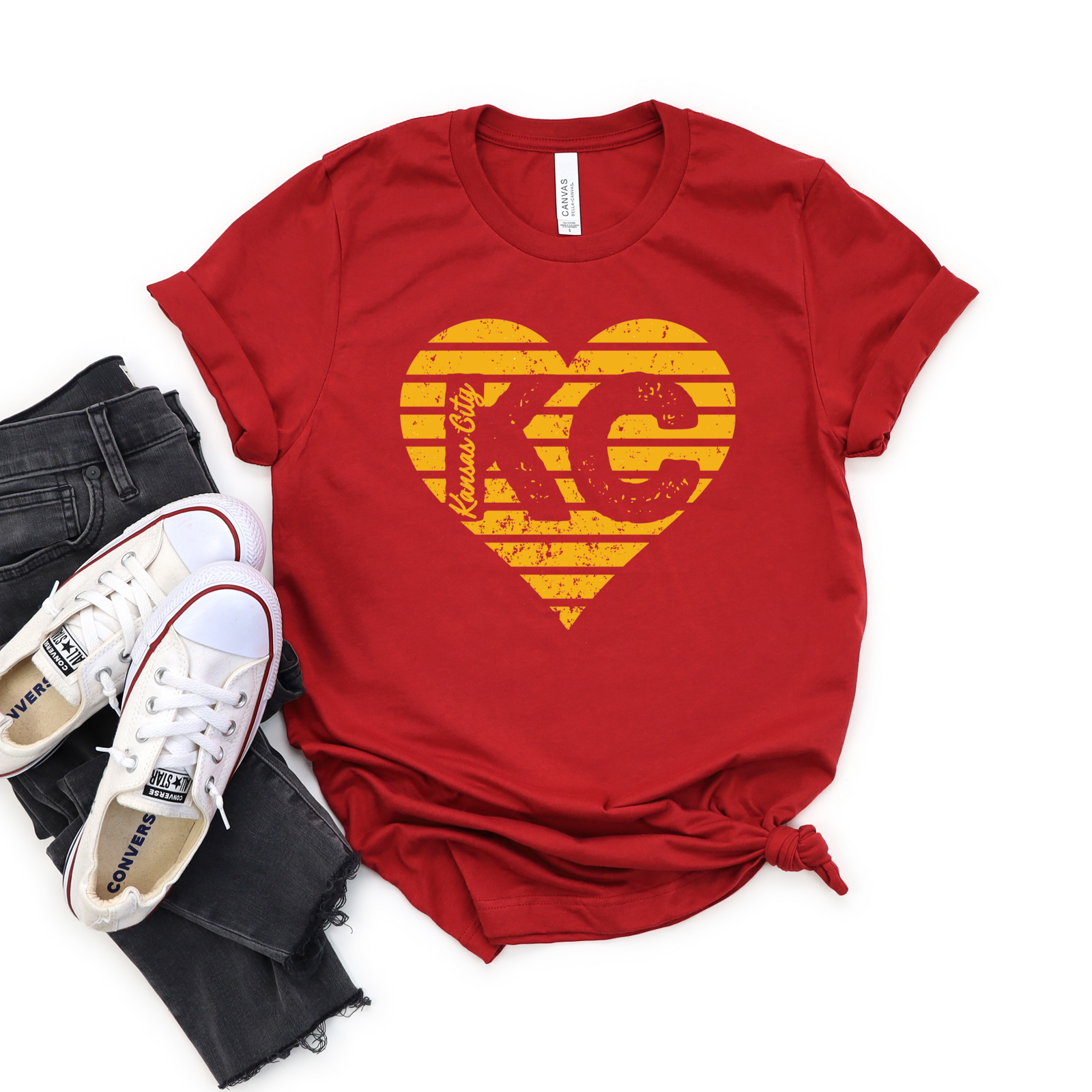 KC Heart Stripes Tee or Sweatshirt