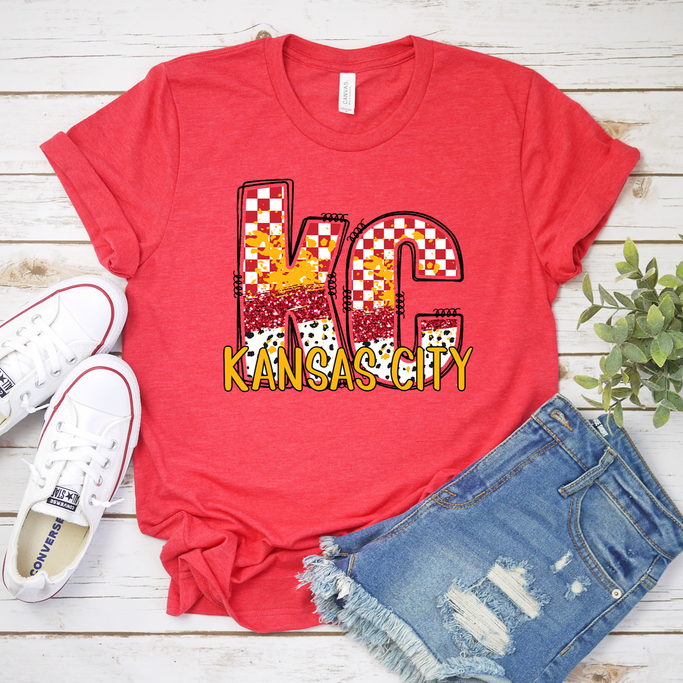 kc Kansas City Checker Tee OR Sweatshirt