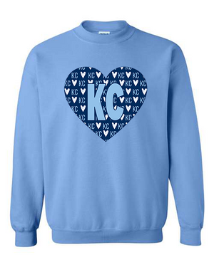 KC Navy Heart Tee OR Sweatshirt