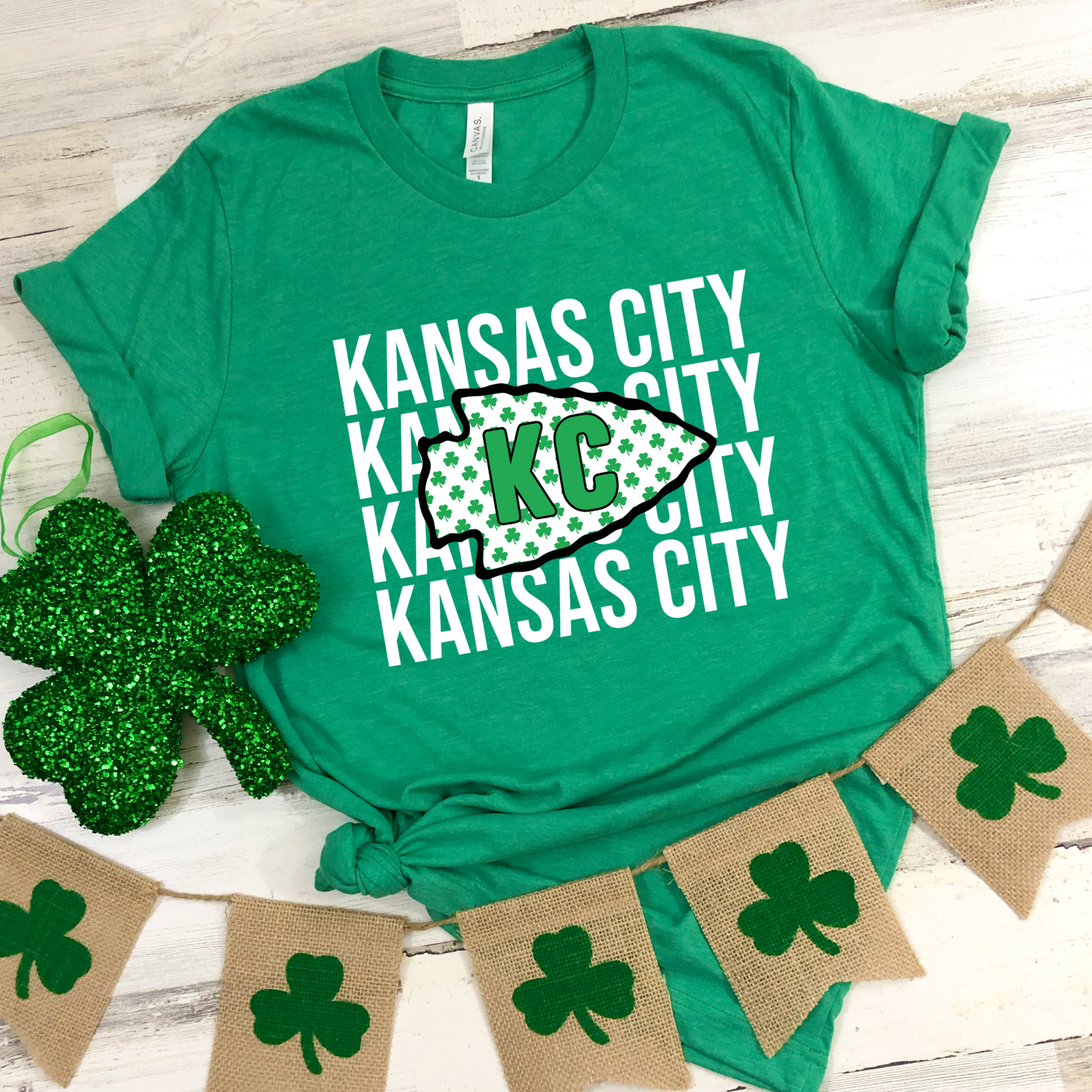 Kansas City Repeat Arrowhead Shamrock Tee OR Sweatshirt