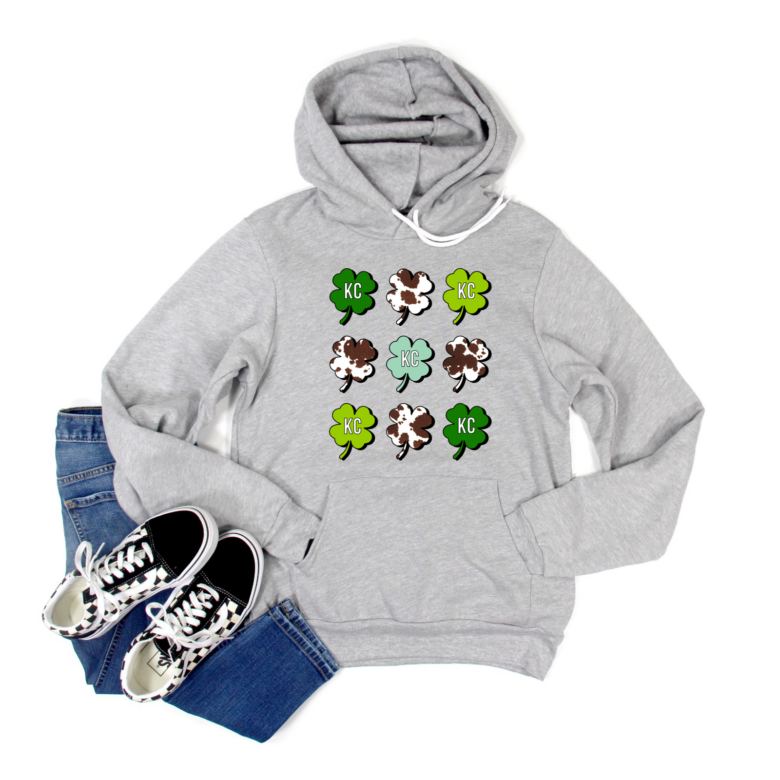 KC Cowprint Shamrocks Tee OR Sweatshirt