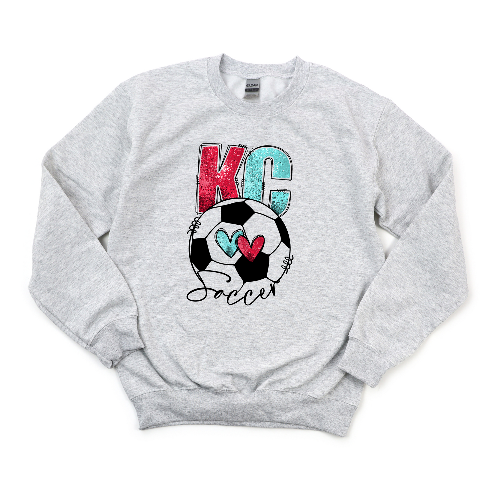 KC Soccer Faux Glitter Tee OR Sweatshirt