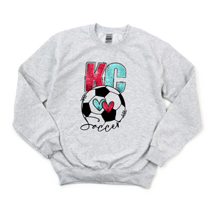 KC Soccer Faux Glitter Tee OR Sweatshirt
