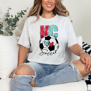 KC Soccer Faux Glitter Tee OR Sweatshirt
