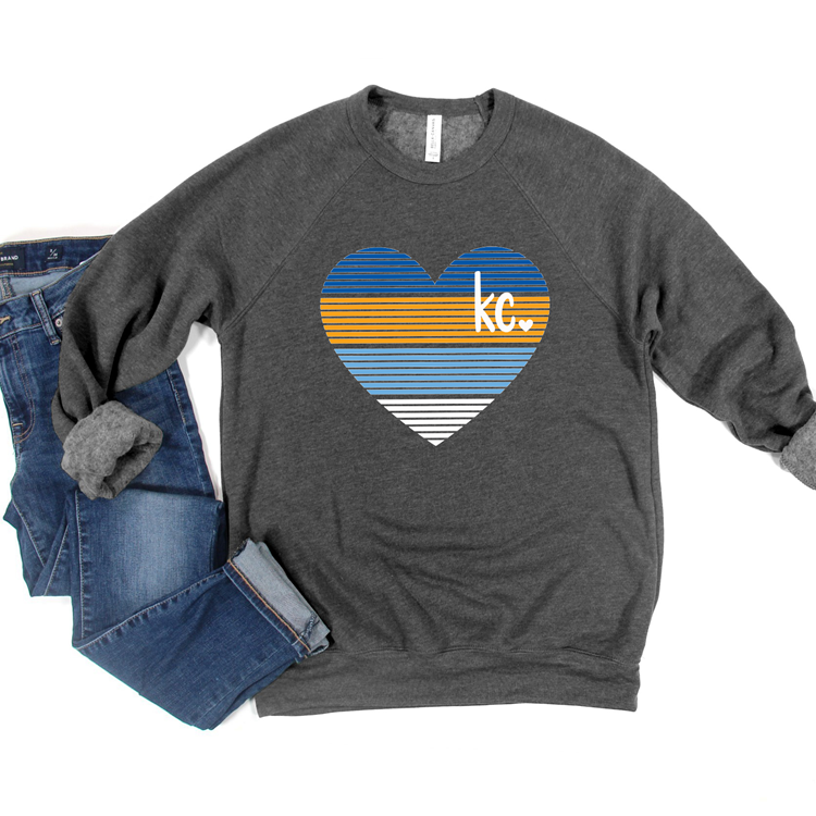 KC Stripe Heart Tee OR Sweatshirt