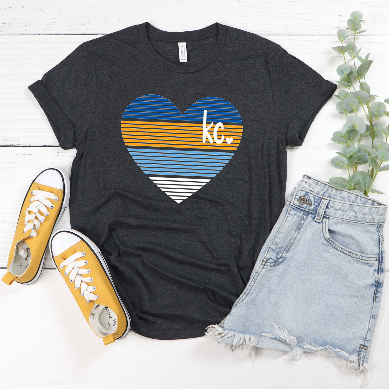 KC Stripe Heart Tee OR Sweatshirt