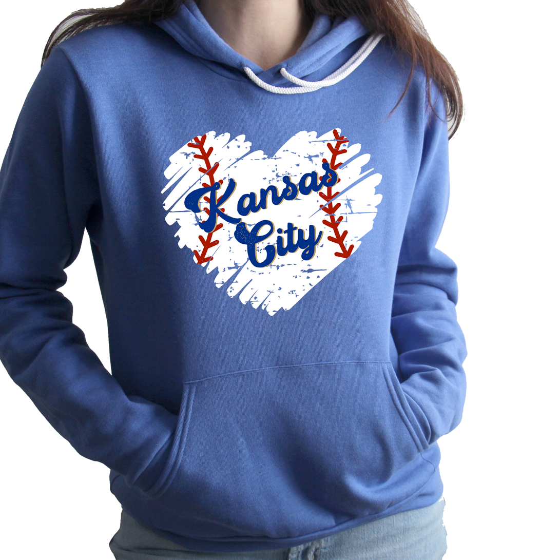 Kansas City White Baseball Heart Tee OR Sweatshirt