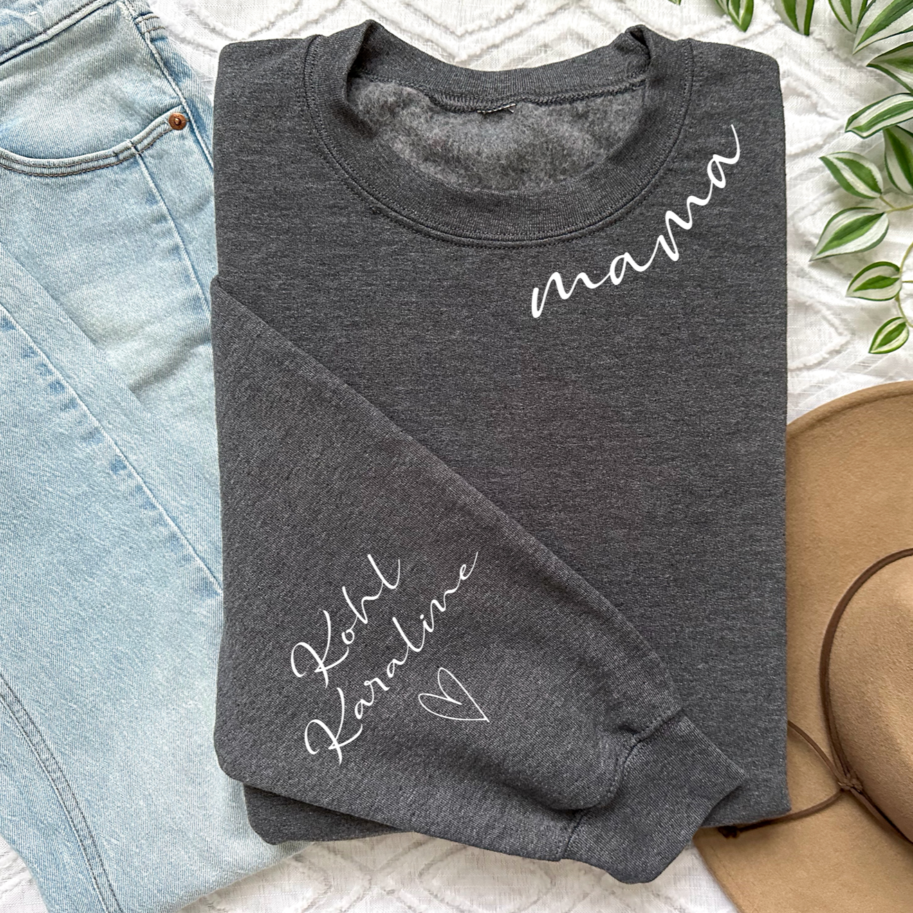 Mama Curved Neck Personalized Crew Sweatshirt