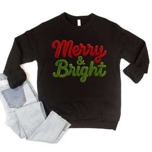 Merry and Bright Faux Yarn Tee or Sweatshirt
