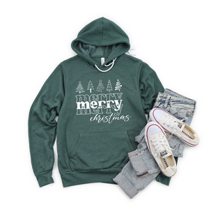 Merry Merry Christmas Doodle Trees Tee or Sweatshirt