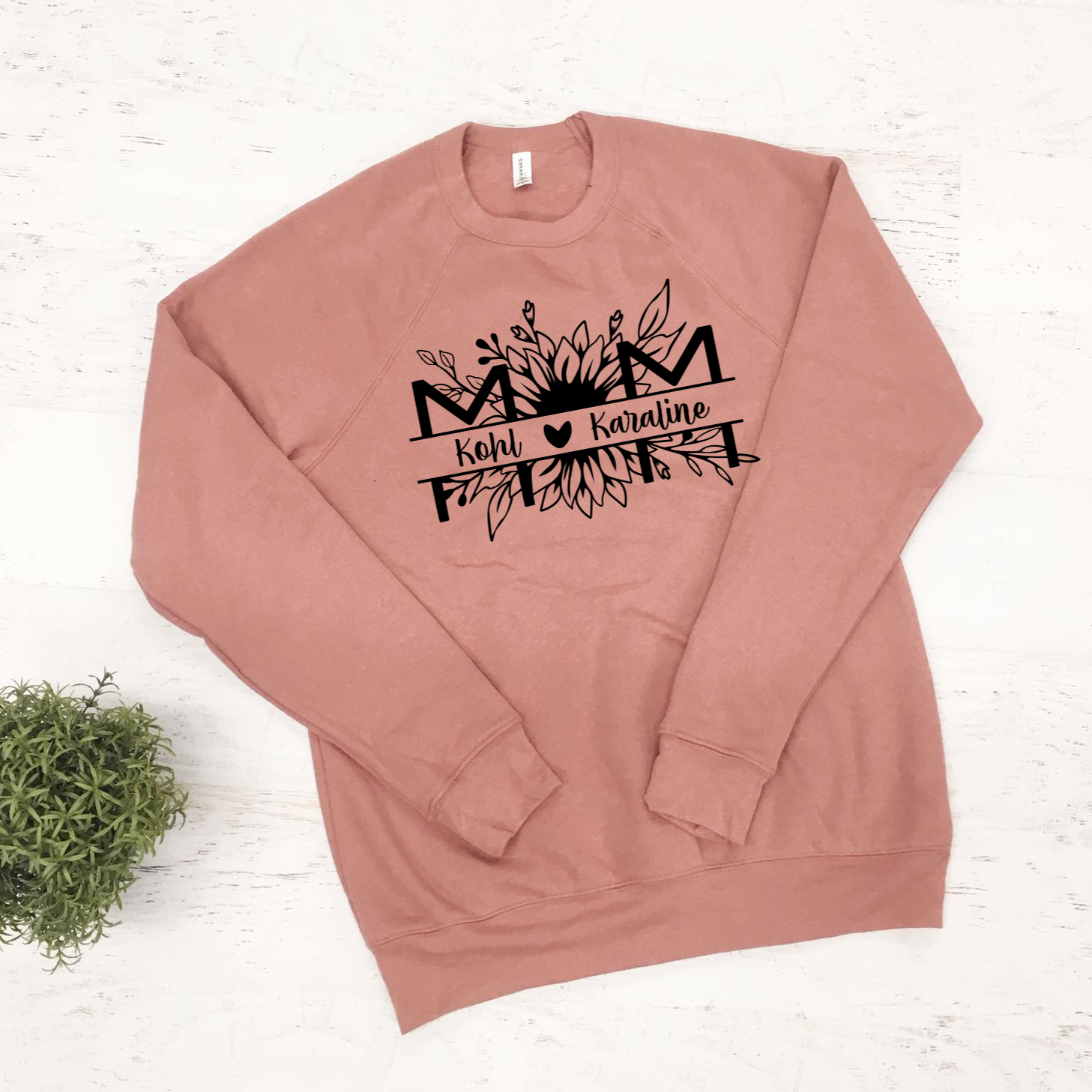 Mom Split Floral Personalized Tee or Sweatshirt