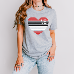 Nebraska Stripe Heart Tee OR Sweatshirt