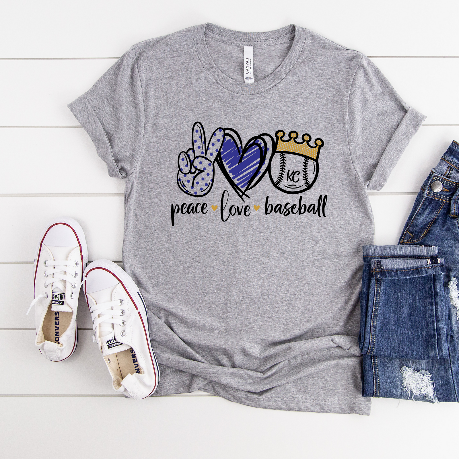 Peace Love Baseball KC Tee OR Sweatshirt