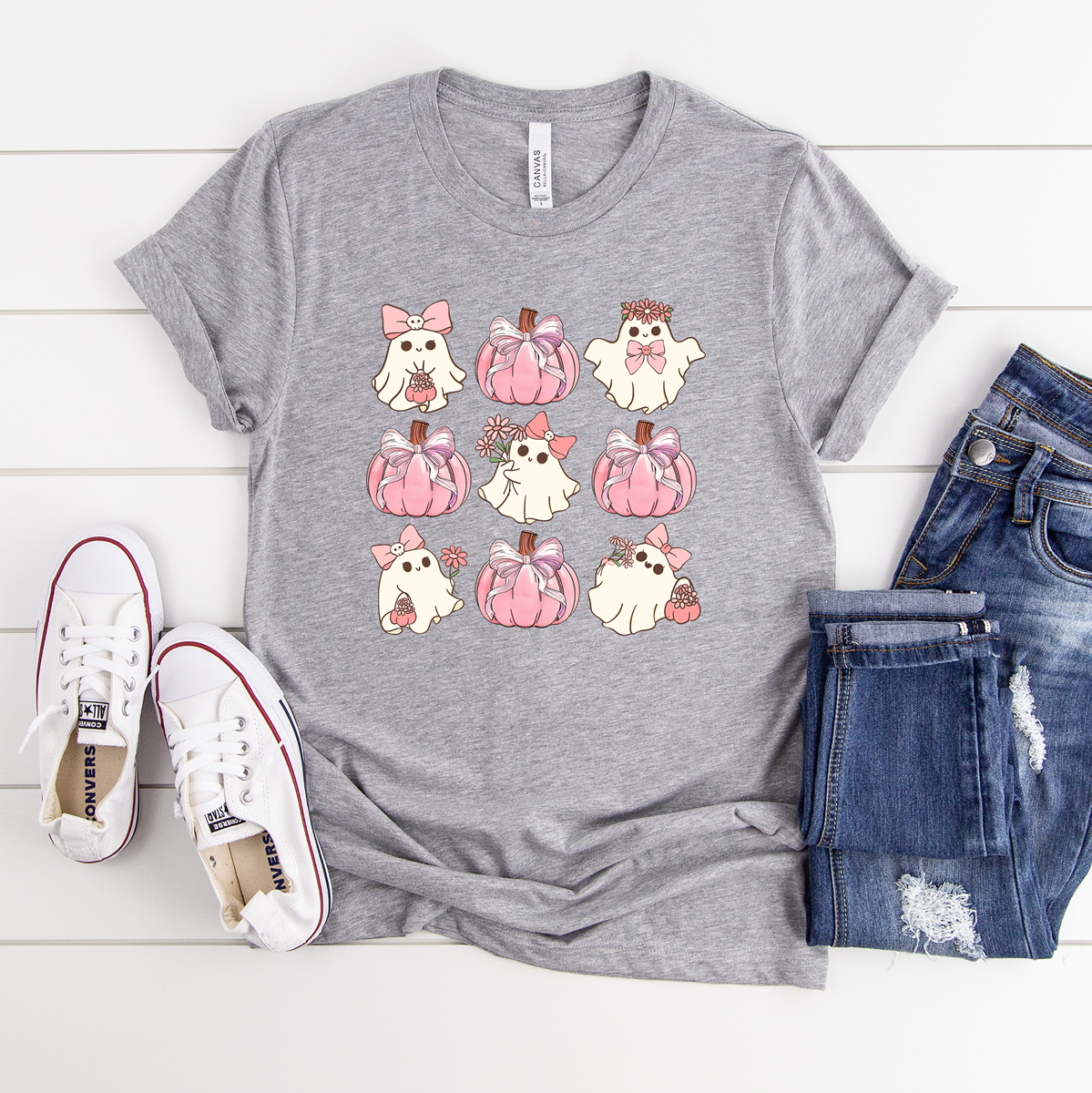 Pink Pumpkin Ghost Coquette Tee OR Sweatshirt