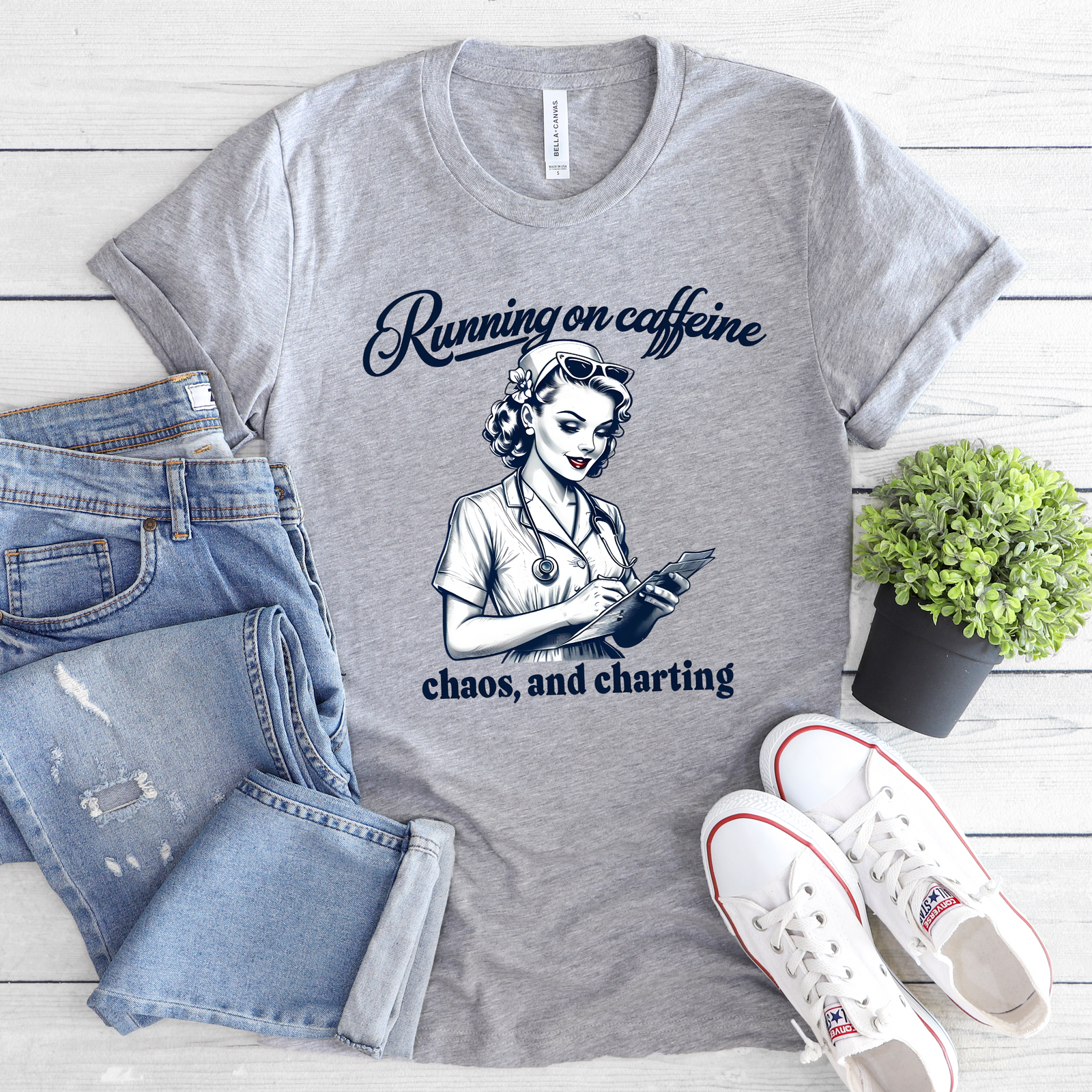 Running on Caffeine Charting Tee