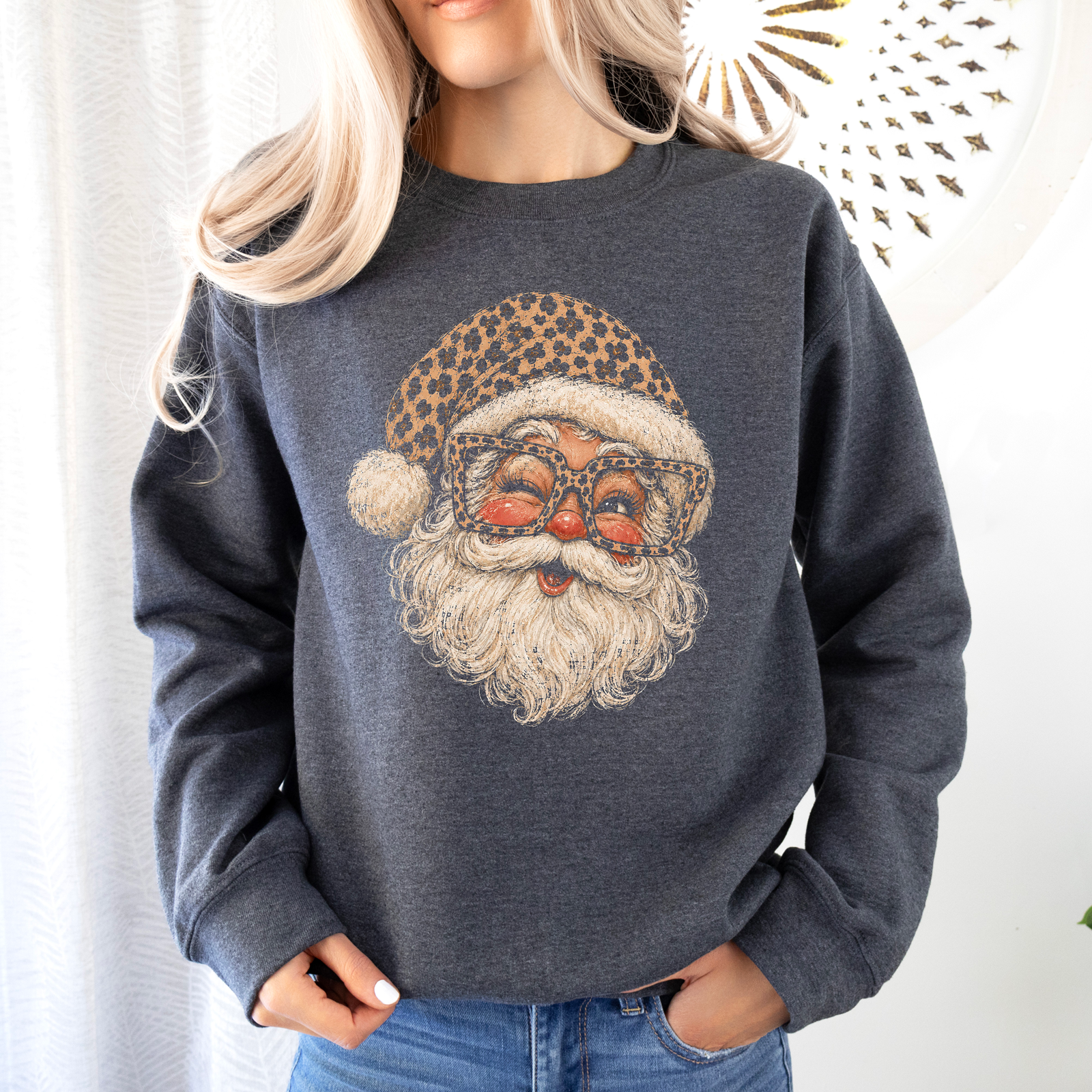 Santa Leopard Tee or Sweatshirt
