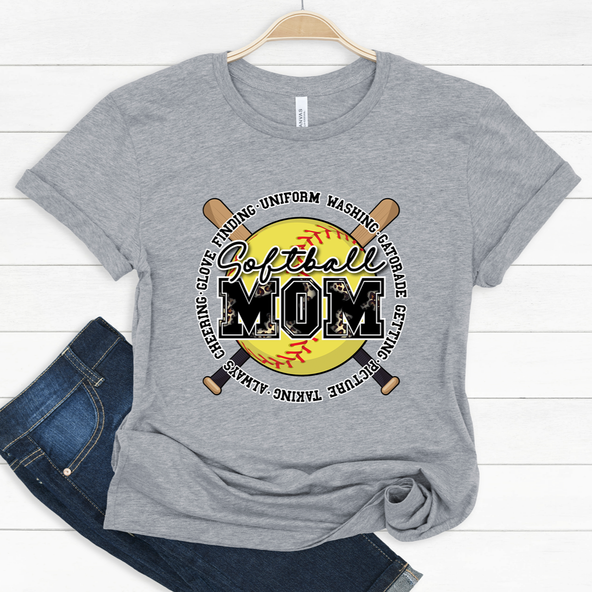 Baseball or Softball Mom Crossed Bats Tee OR Sweatshirt