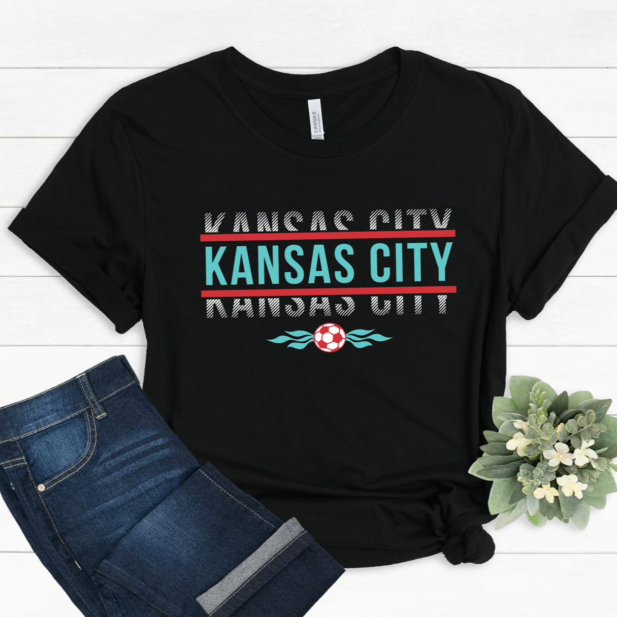 Kansas City Split Soccer Flame Tee OR Sweatshirt