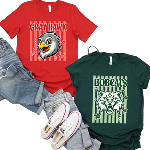 Gray Hawk or Bobcats Tone Stripes Tee or Sweatshirt