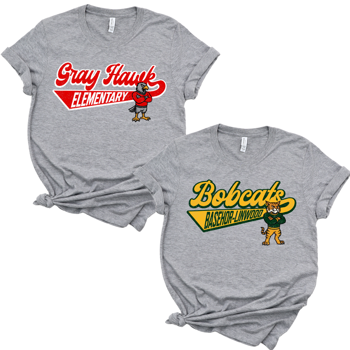Gray Hawk or Bobcats Gray Swoosh Tee or Sweatshirt