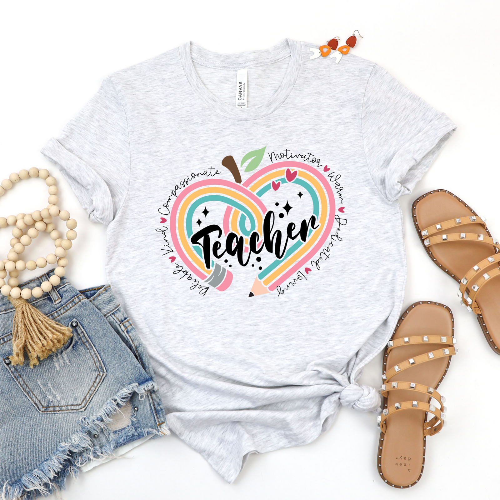 Teacher Heart Pencil Tee