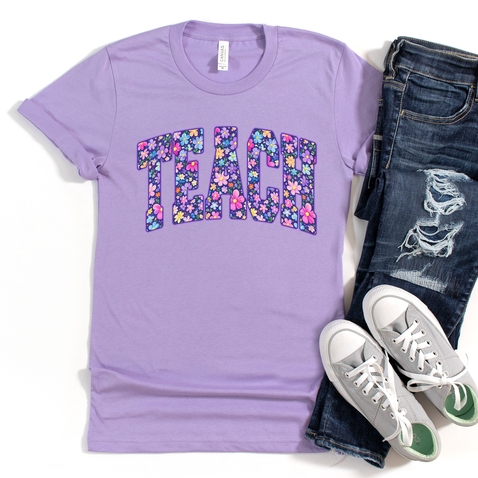 Teach Floral Lavender Tee