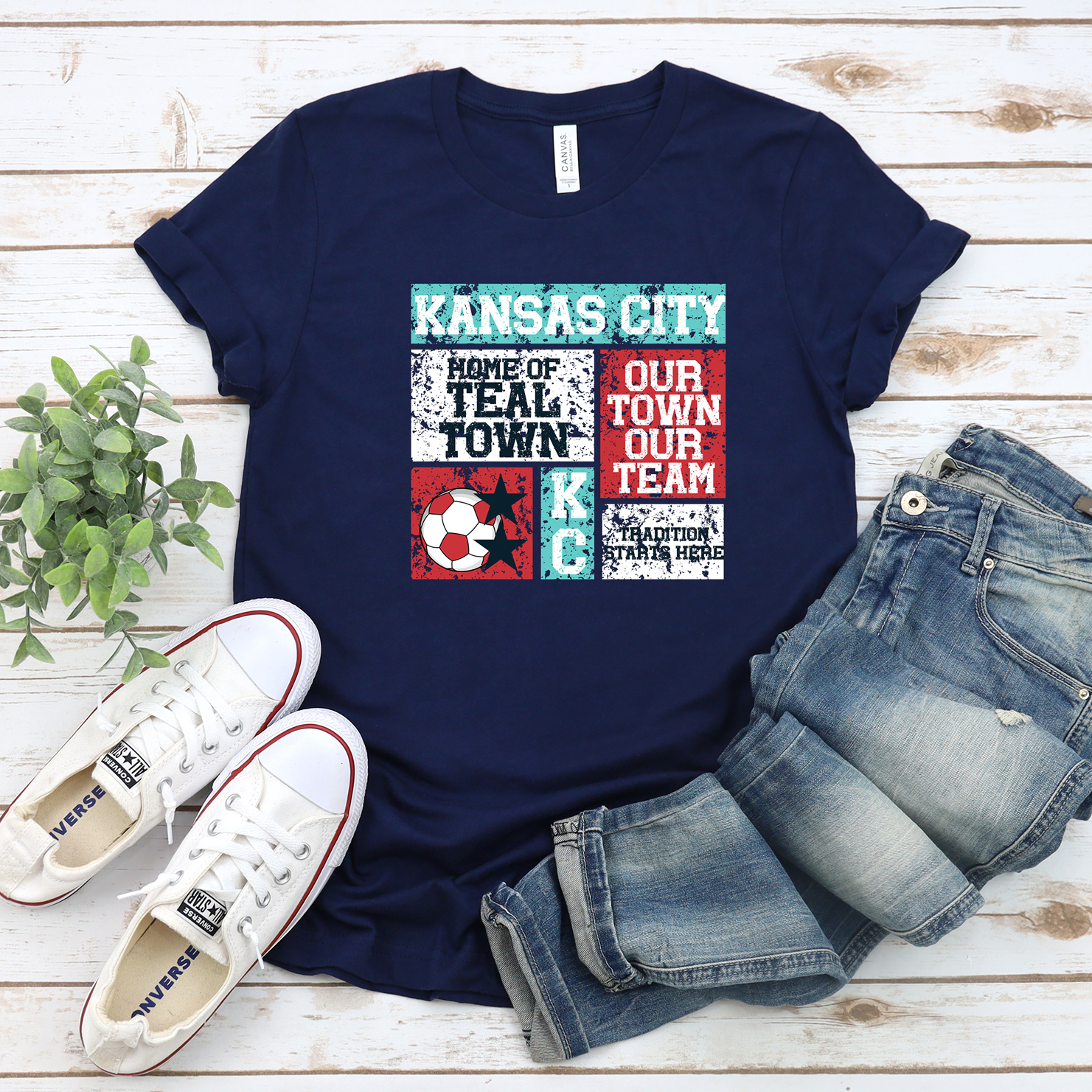 Kansas City Teal Town Blocks Tee OR Sweatshirt