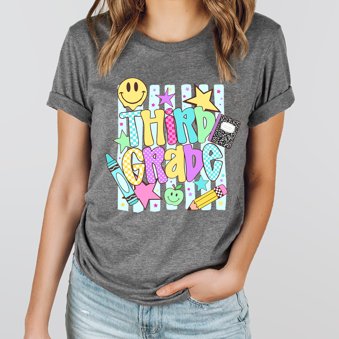 Grade Level Neon Stripes Tee (Pre-K Through 5th) - Adult and Youth