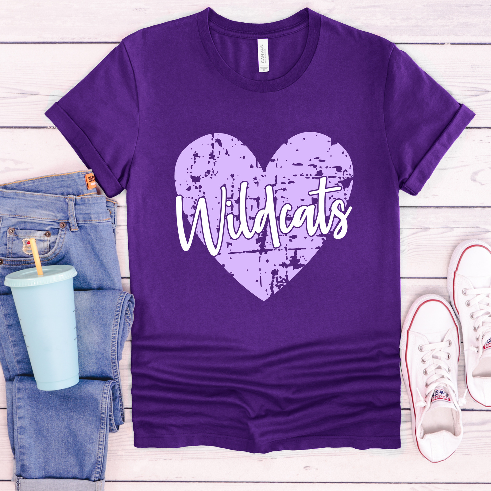 Wildcats Grunge Heart Tee or Sweatshirt